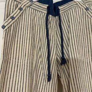 Striped Navy and Cream Linen Spring/Summer Pants